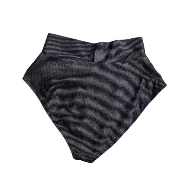 Aerie High Waisted Full Coverage Bikini Bottoms, Ribbed, Black, High Cut, Size L - Picture 5 of 6